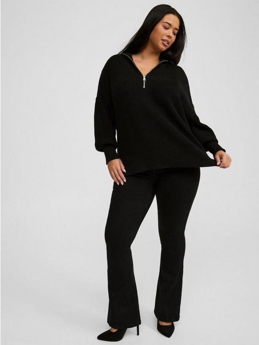 torrid Black 100% Cotton knit-quarter Zip Pullover Sweater Size 2